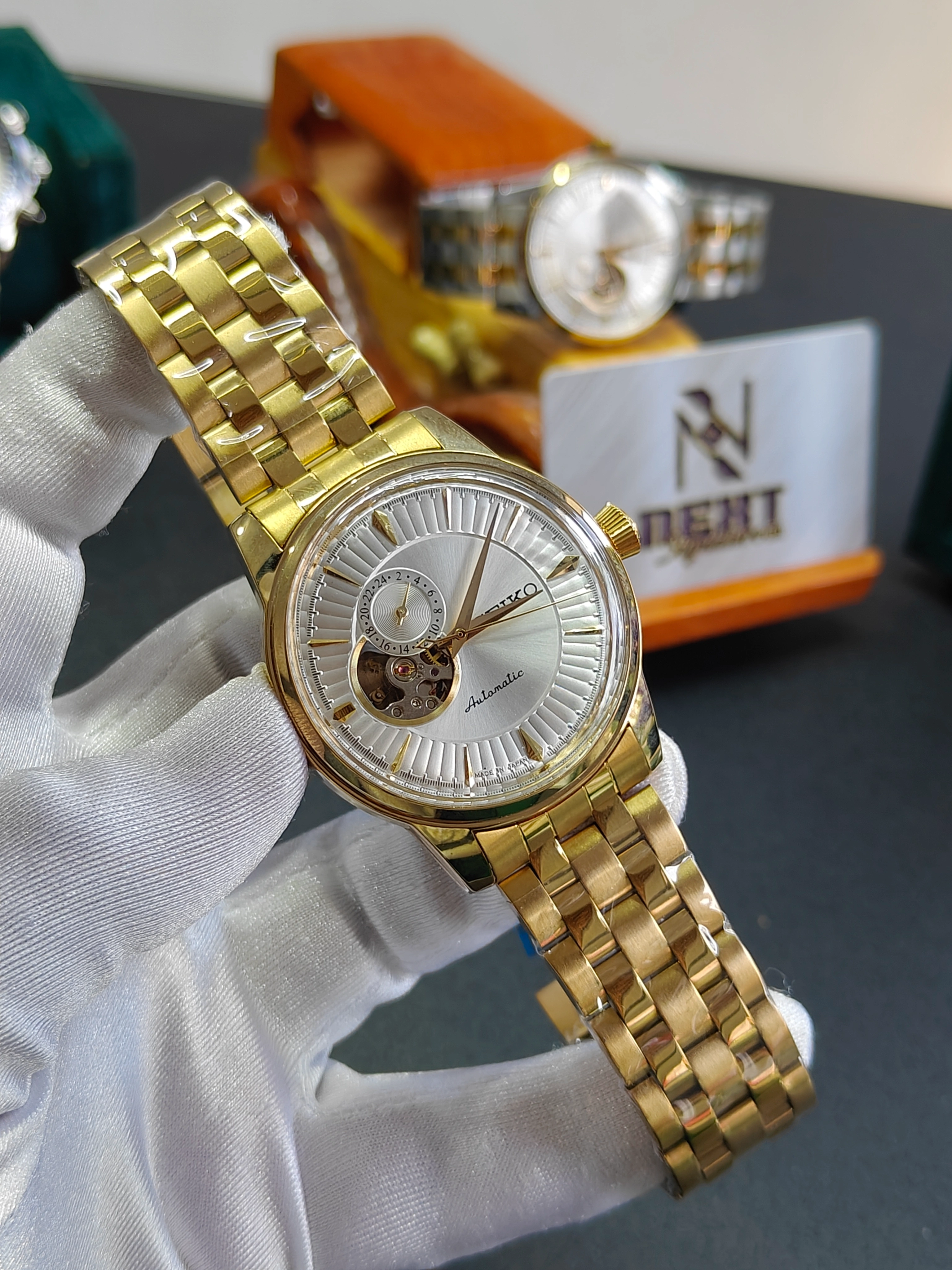 Seiko Presage Cocktail SSA358 Full Gold White Dial