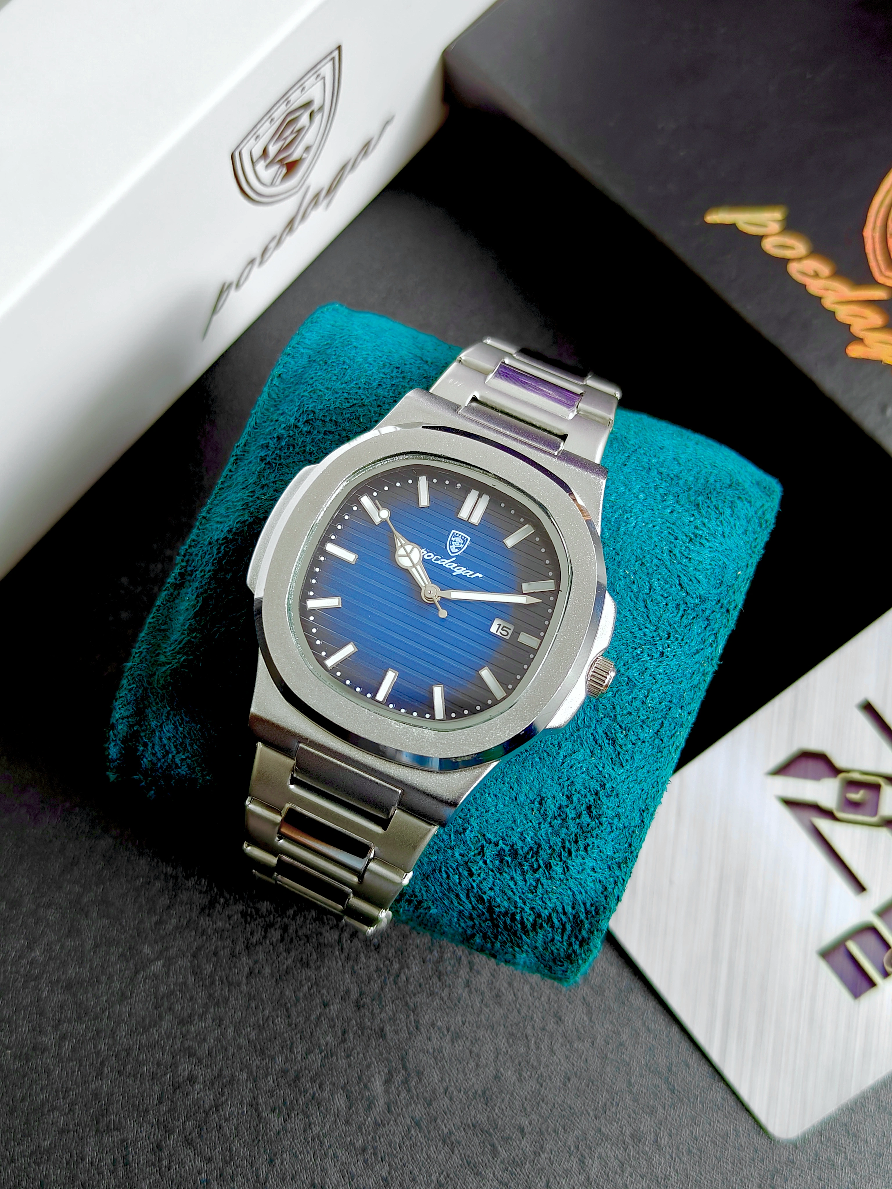 POEDAGAR 613 Luxury Watch Business Male Clock Luminous Date Stainless Steel Square Quartz Men Watch
